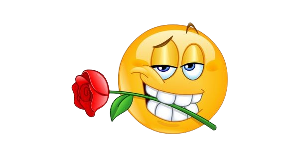 Emoji com uma rosa na boca